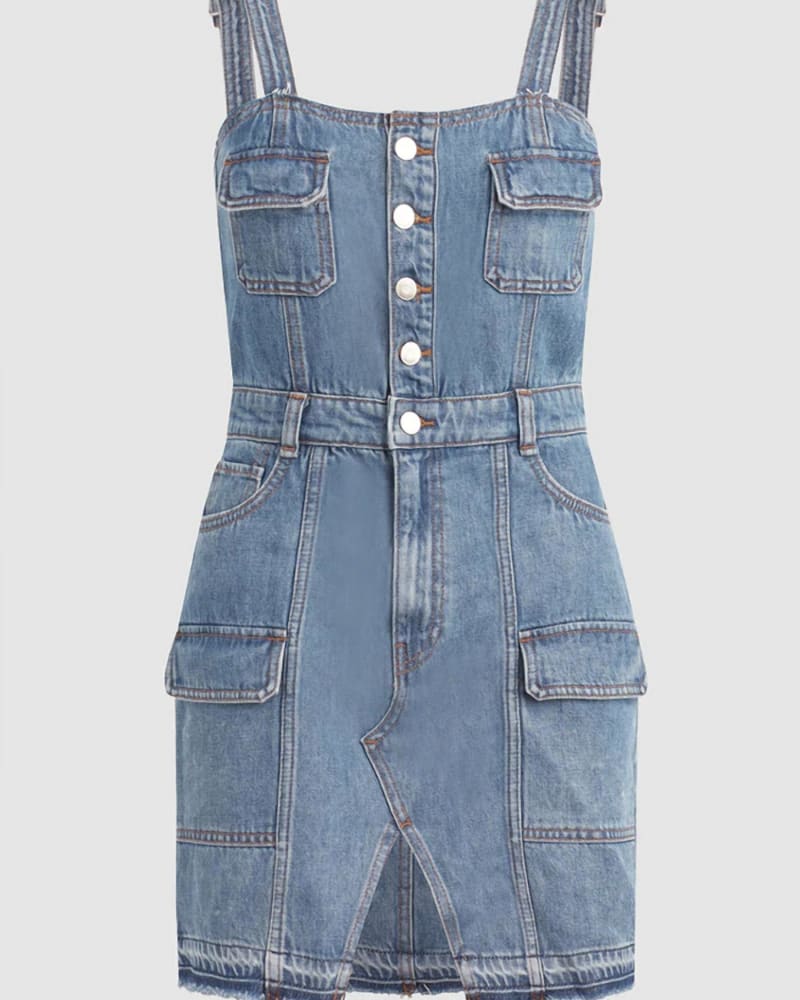 Front of a size L Cargo Reconstructed Dress In Little Springs in Little Springs by Hudson. | dia_product_style_image_id:350637